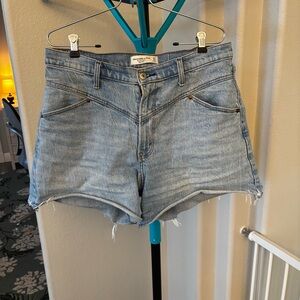 Abercrombie & Fitch Light Blue Jean Shorts curve love the dad short